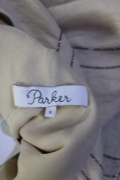 Parker Women's Round Neck Sleeveless Tiered Mini Dress Beige Size S