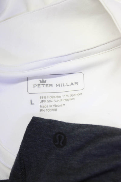 Peter Millar Men Collar Long Sleeves Sweatshirt White Size L Lot 3