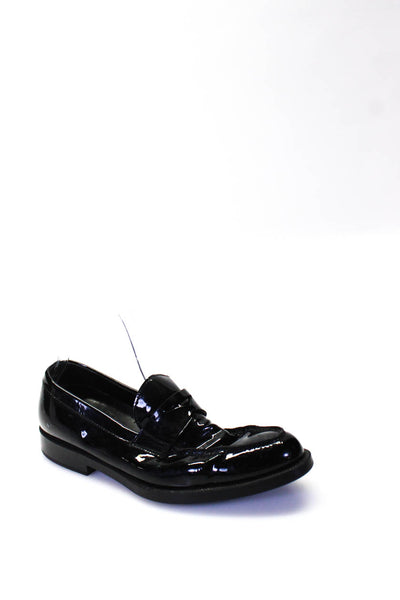 Rossetti One Womens Patent Leather Slip On Penny Loafers Black Size 8.5