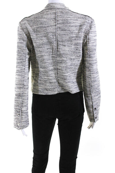 Theory Womens Gray Cotton Textured Crew Neck Full Zip Long Sleeve Jacket Size M
