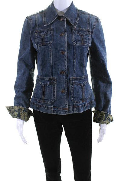 DKNY Jeans Womens Blue Cotton Collar Long Sleeve Denim Jacket Size M