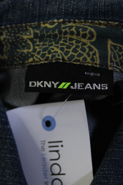 DKNY Jeans Womens Blue Cotton Collar Long Sleeve Denim Jacket Size M