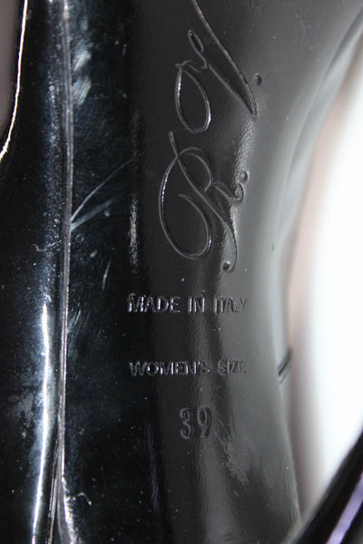 Roger Vivier Womens Stiletto Peep Toe Pumps Black Patent Leather Size 39