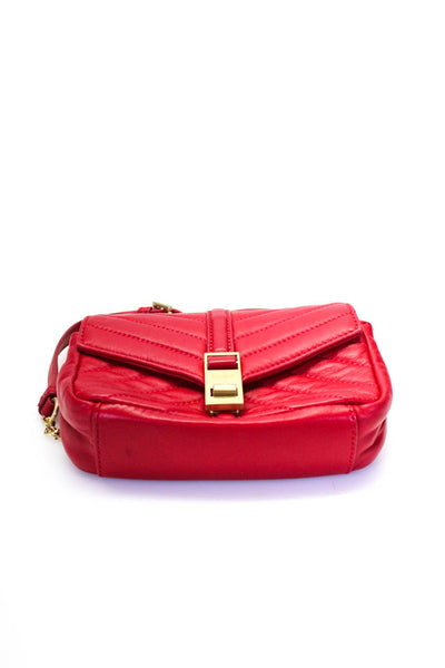 Botkier Womens Leather Quilted Gold Tone Crossbody Shoulder Handbag Red