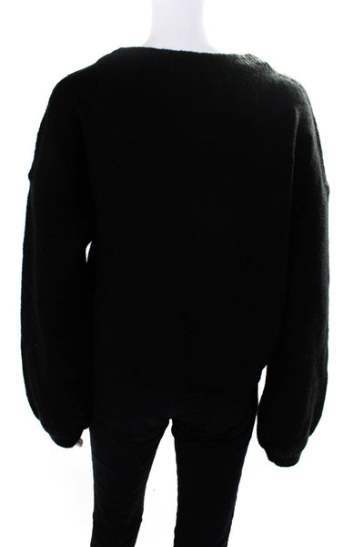 Aqua Women's Beaded Rhinestone Fringe Long Sleeve Pullover Sweater Black Size S