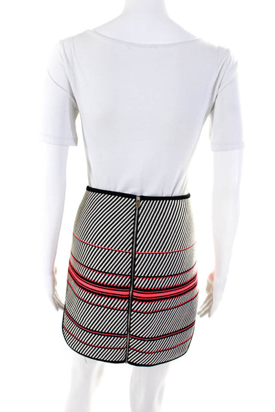 Rag & Bone Women's Curved Hem Striped Full Zip Mini Skirt Black Size M