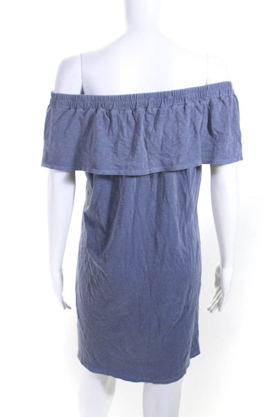 Sundry Women's Off The Shoulder Sleeveless Ruffle Mini Dress Blue Size 0