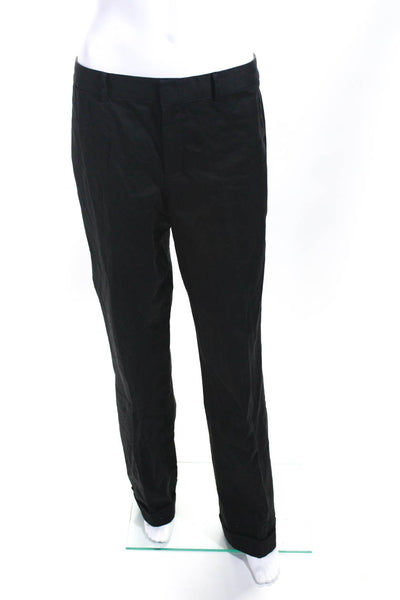 Ralph Lauren Black Label Womens Pleated Cuffed Trouser Pants Black Size 8