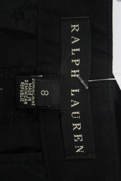 Ralph Lauren Black Label Womens Pleated Cuffed Trouser Pants Black Size 8