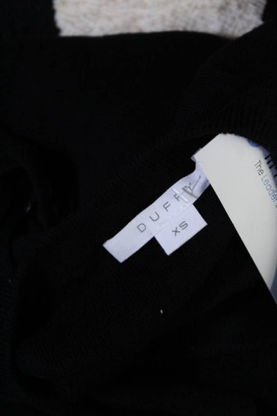 Duffy Womens Cotton Long Sleeve Lace Up Crewneck Knit Top Shirt Black Size XS