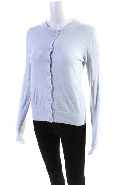 J Crew Womens Cotton Long Sleeve Crewneck Button Up Thin Cardigan Blue Size XS