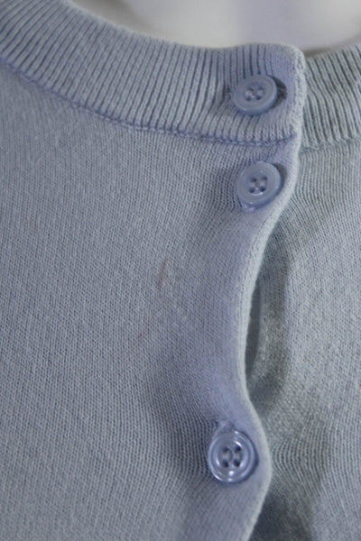 J Crew Womens Cotton Long Sleeve Crewneck Button Up Thin Cardigan Blue Size XS