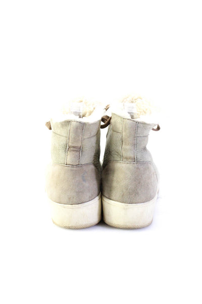 Scoop Women's Suede Sherpa Lined Lace Up Boots Taupe Size 8