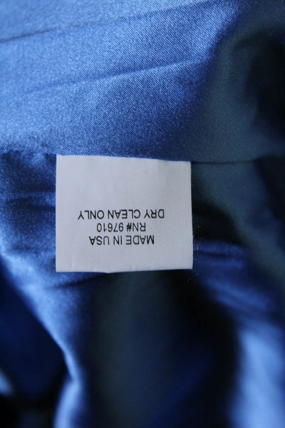 Leggiadro Womens Three Button Blazer Jacket Light Blue Cotton Silk Size XS