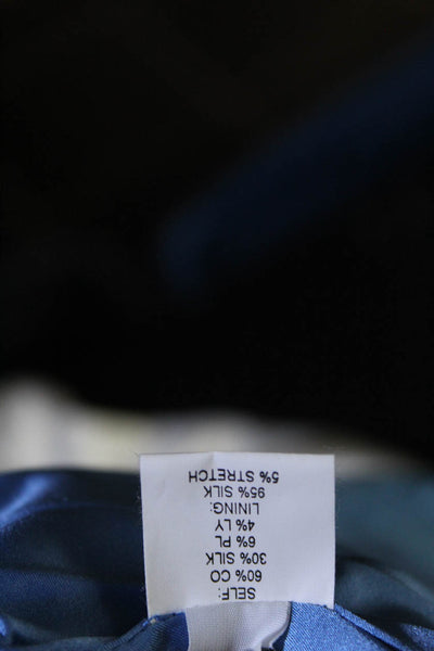 Leggiadro Womens Three Button Blazer Jacket Light Blue Cotton Silk Size XS