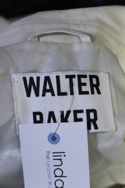 Walter Baker Womens Peak Lapel Double Breasted Leather Jacket Ivory Size XS
