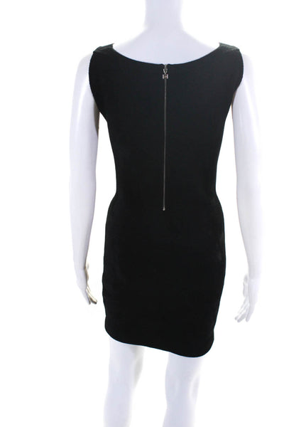 D. Exterior Womens V-Neck Sleeveless Zip Up Knee Length Dress Black Size S