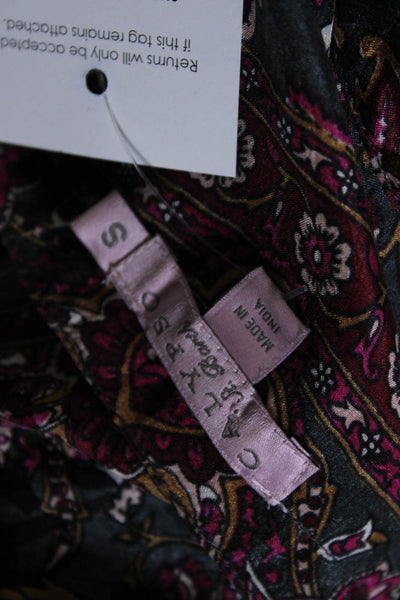 Calypso Saint Barth Womens Silk Paisley Print Long Sleeve Dress Burgundy Size S