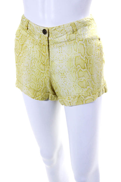 Roberto Cavalli Womens Animal Print Darted Buttoned Zipped Shorts Yellow Size XS
