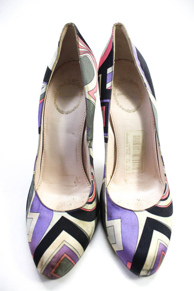 Emilio Pucci Womens Colorblock Striped Stiletto Heels Pumps White Size EUR39.5
