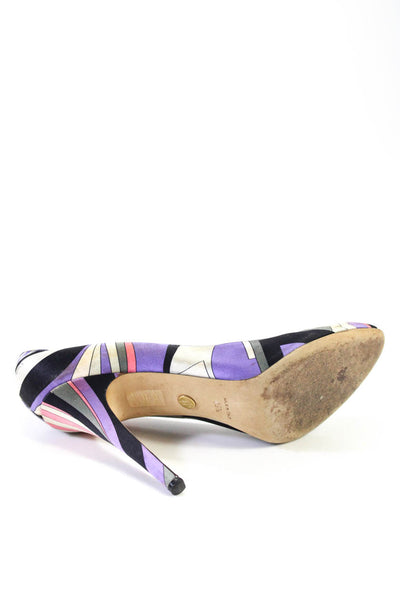 Emilio Pucci Womens Colorblock Striped Stiletto Heels Pumps White Size EUR39.5