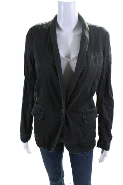Free People Womens Unlined One Button Blazer Jacket Gray Size Extra Small