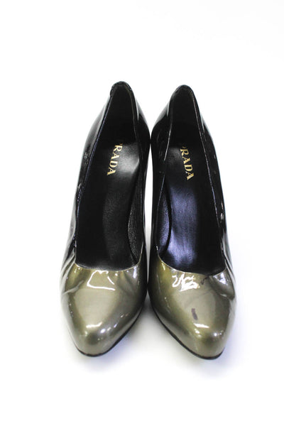 Prada Women's Patent Leather Pointed Gradient Heel Black/Gold Size 40/9