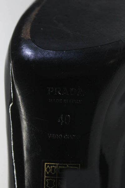Prada Women's Patent Leather Pointed Gradient Heel Black/Gold Size 40/9
