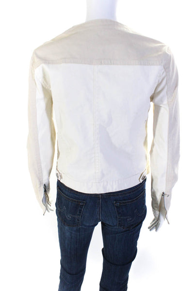 Blank NYC Women's Two Tone Jean Jacket Beige White Size S