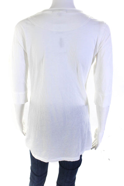 Vince Women's Short Sleeve V Neck T-Shirt White Size L