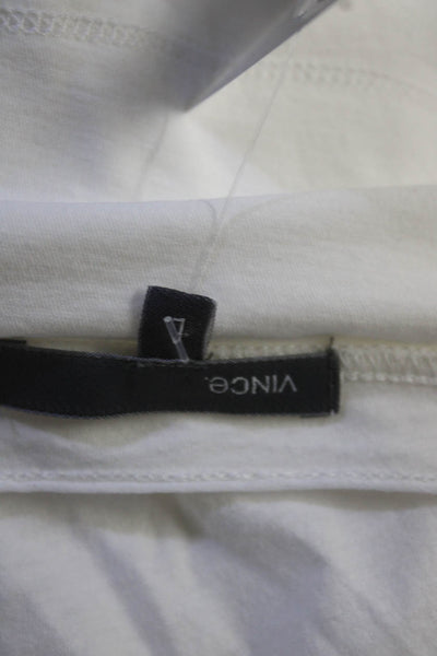Vince Women's Short Sleeve V Neck T-Shirt White Size L