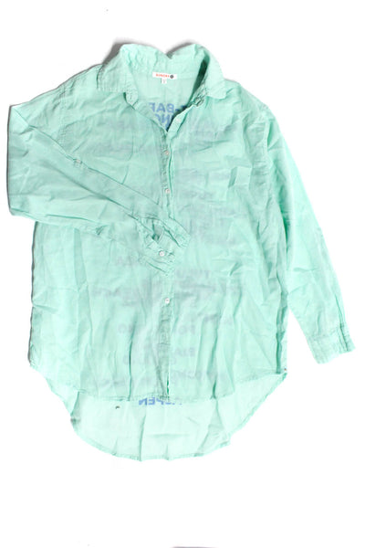 Sundry Zara Womens Button Front Collared Shirts Green Blue Size 0 Small Lot 2