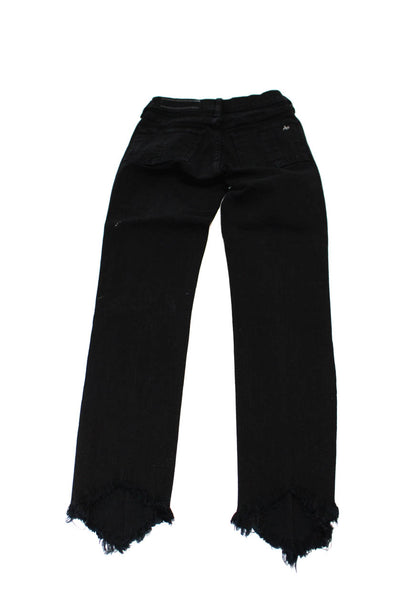 Rag & Bone Womens Zipper Fly High Rise Fringe Ankle Skinny Jeans Black Size 24