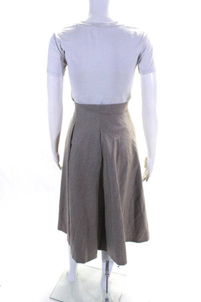 Max Mara Womens Back Zip Knee Length A Line Skirt Brown Wool Size 10