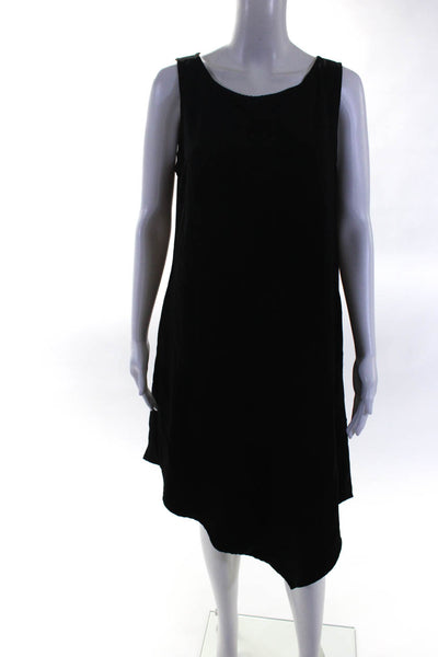 Trina Turk Womens Sleeveless Asymmetrical Midi Dress Black Size Small