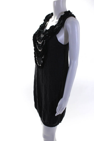 Nanette Lepore Womens Pearl Ruffled Sleeveless Sweater Dress Gray Size Small