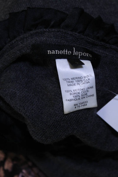 Nanette Lepore Womens Pearl Ruffled Sleeveless Sweater Dress Gray Size Small