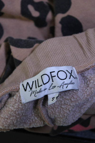 Wildfox Womens Animal Print Sweatpants Brown Pink Cotton Size Small