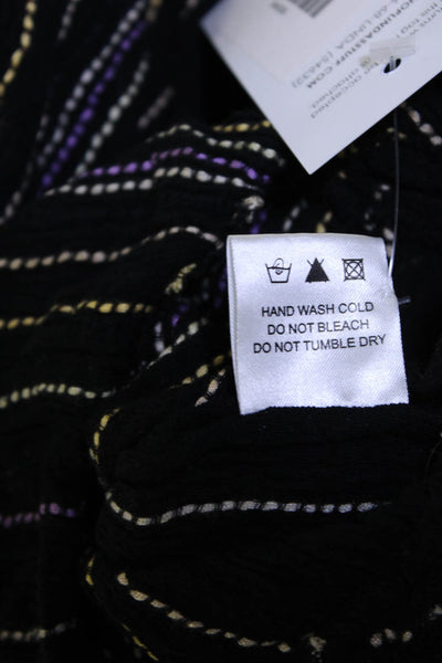 Michael Stars Womens Striped Tank Top Black Cotton Blend Size Small