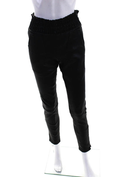 Jason Wu Womens High Rise Elastic Waist Skinny Leather Pants Black Size 6