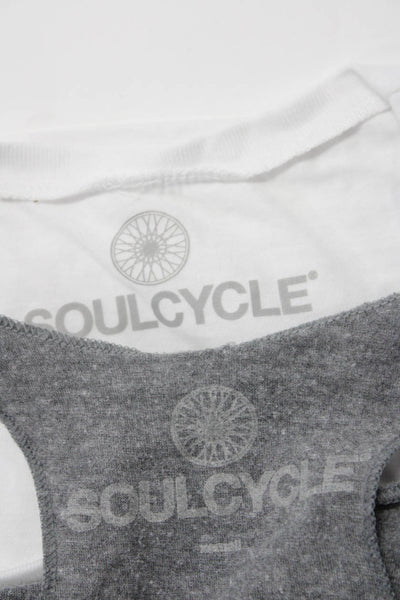 Soul Cycle Womens White Crew Neck Graphic Short Sleeve Tank Top Size L M Lot 2