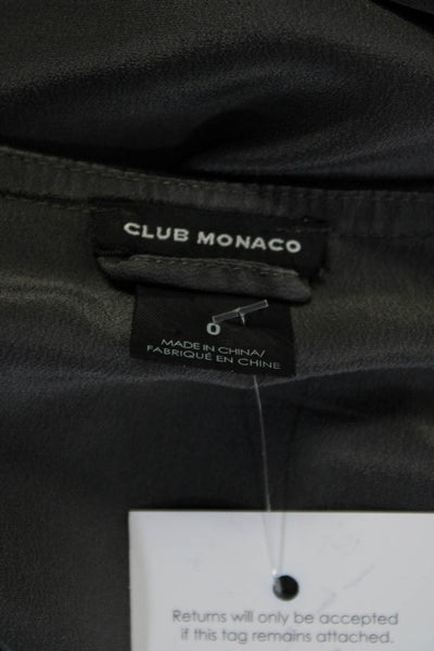 Club Monaco Womens Silk Georgette Leather Trim Mini Shift Dress Gray Size 0