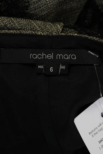 Rachel Mara Womens Lace Trim Cap Sleeve Front Zip Mini Shift Dress Beige Size 6