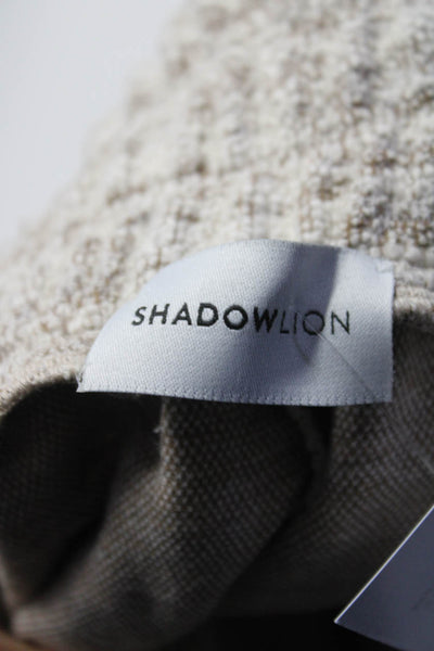 Shadow Lion Womens Elastic Waist High Rise Crop Tweed Pants Brown Ivory Small