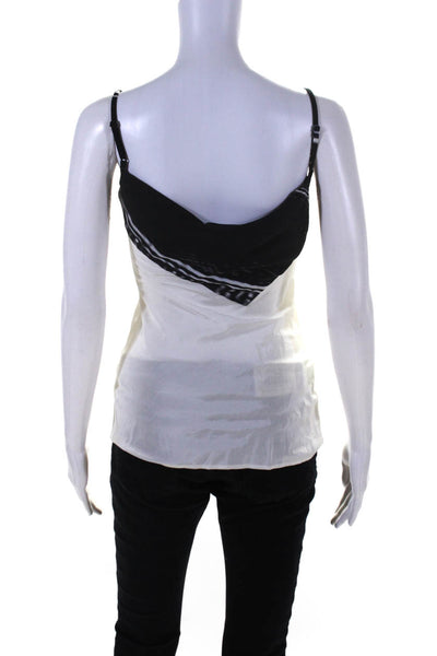 Ronny Kobo Womens Cowl Neck Printed Tank Top Blouse Black Ivory Size Small