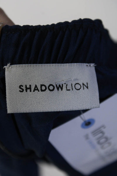Shadow Lion Womens Off Shoulder Lace Trim Crop Top Blouse Navy Blue Size Small