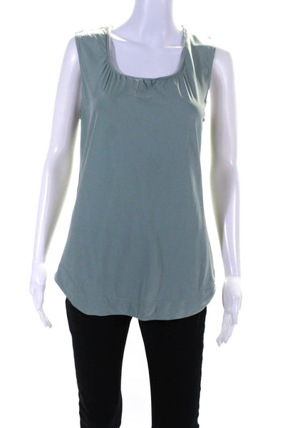 Shadow Lion Womens Drawstring Round Neck Tank Top Blouse Light Green Size Small