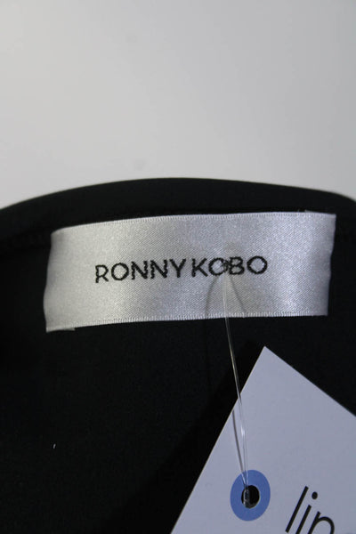 Ronny Kobo Womens Cropped Crew Neck Zip Scuba Jacket Black Size Small