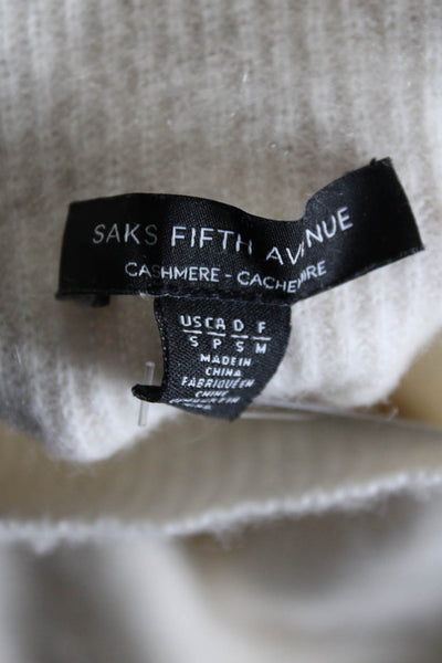 Saks Fifth Avenue Womens Cashmere High Neck Pullover Sweater Beige Size S
