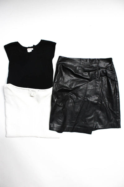 Club Monaco Womens Vegan Leather Bow Detail Zip Up Skirt Black Size 2 S M Lot 3